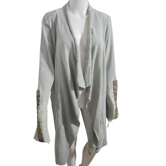 Soft Surroundings Large Thermal‎ Cadence Open Front Laces Trim Cardigan Sweater - Picture 7 of 12